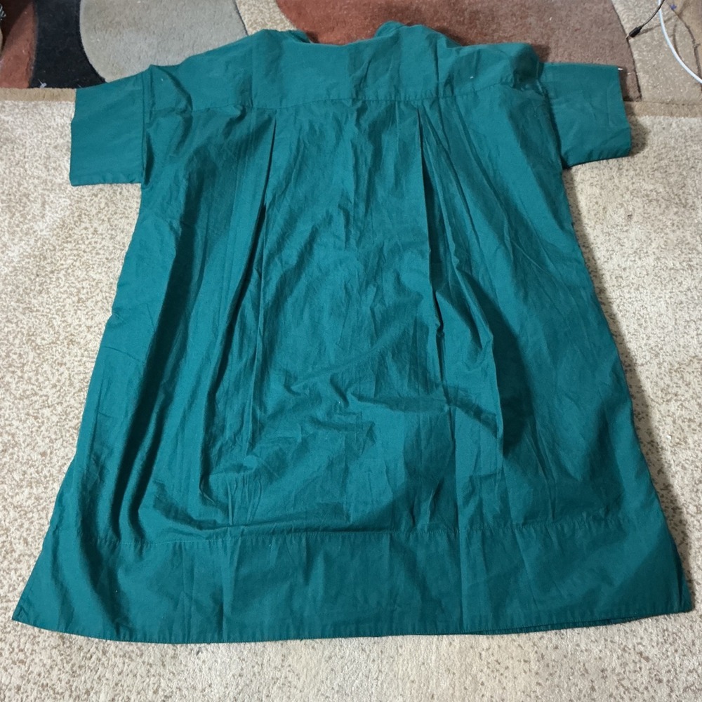 Quince Organic Cotton Short Sleeve Shirt Dress Women L Green Mini RK001 Luxury - Picture 7 of 7